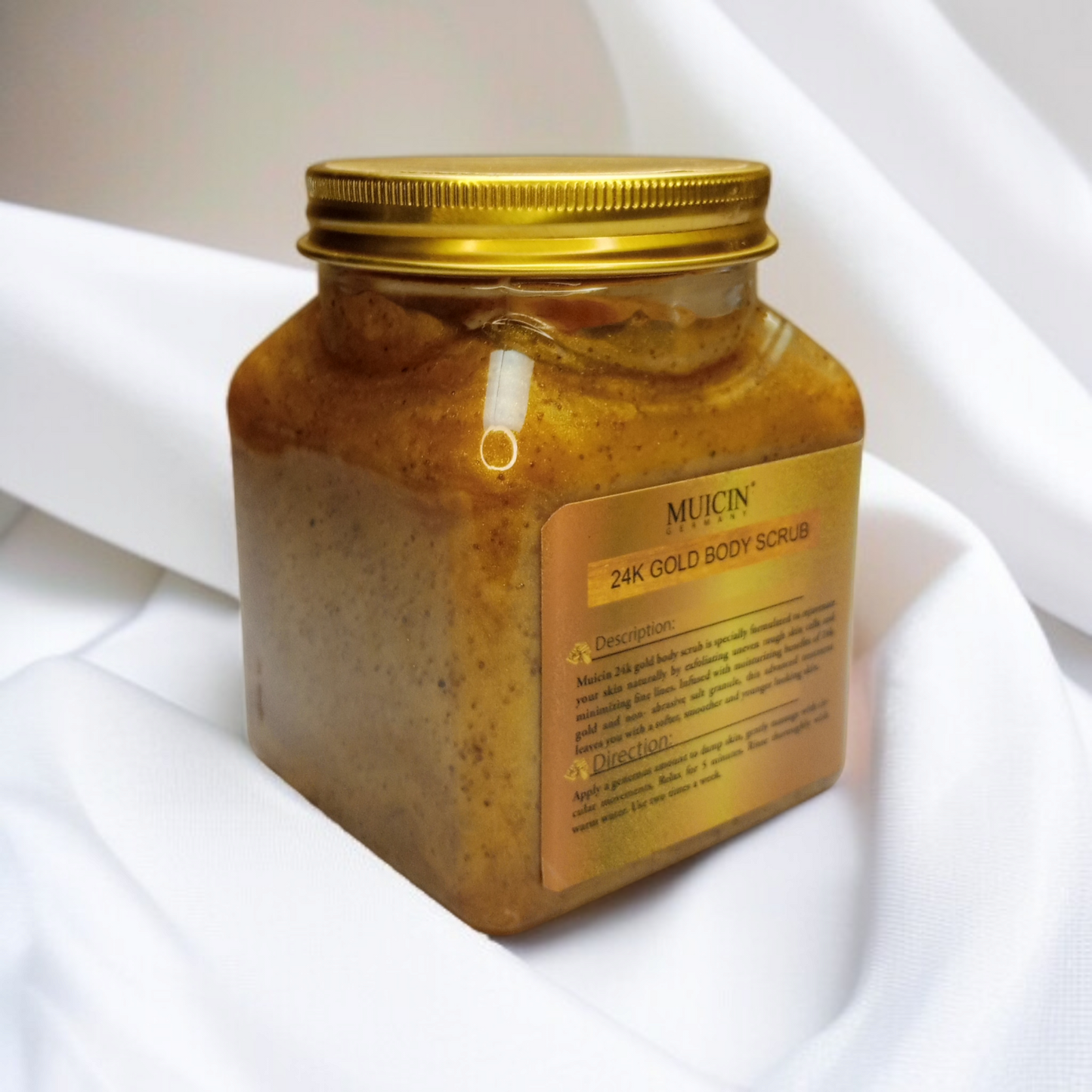 Muicin 24K Gold Body Scrub - Exfoliating Face And Body Polish For Glowing Skin, Deep Cleansing, Whitening - All Skin Types