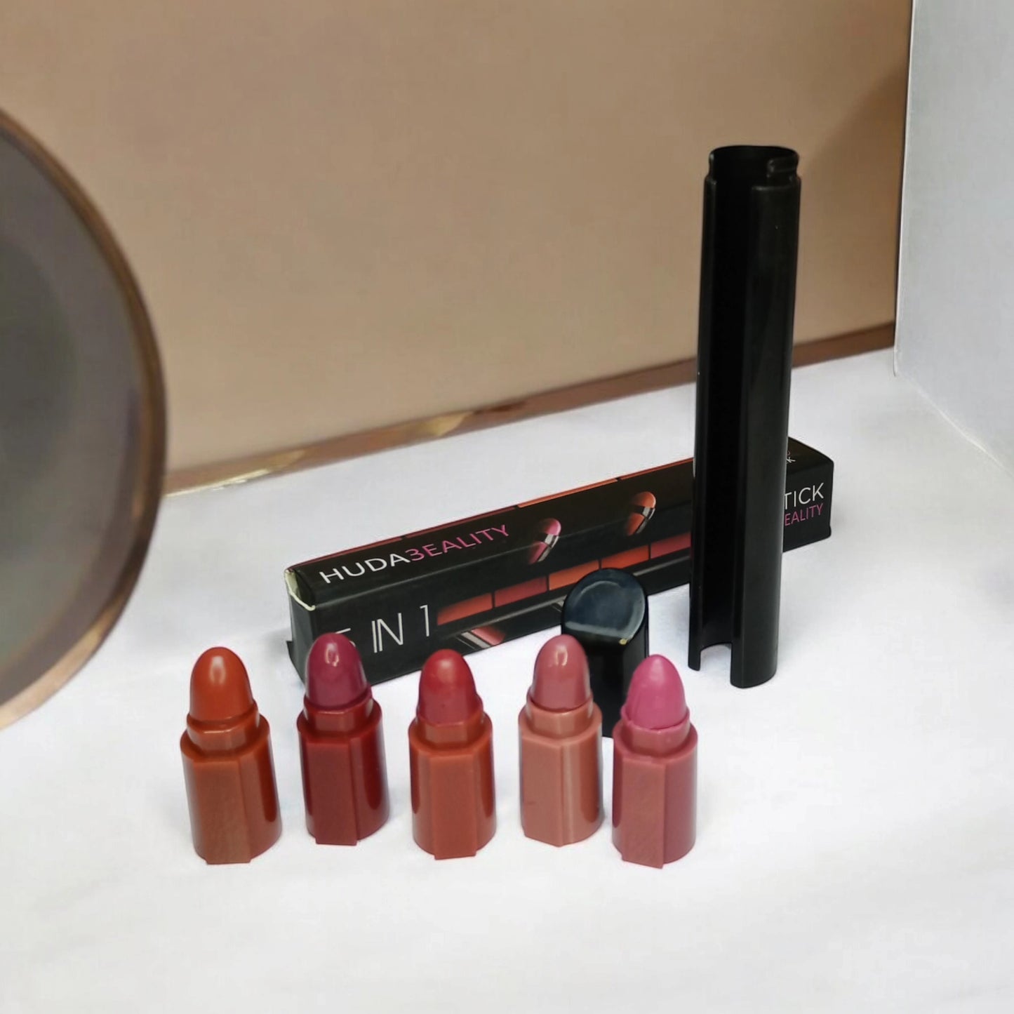 Compact 5 color lipstick for women makeup