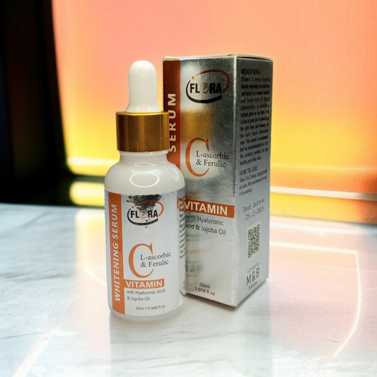 Flora Vitamin C Whitening Serum With Hyaluronic Acid and jojoba Oil - 30ml