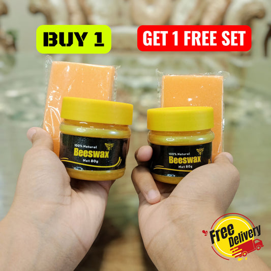 Original Bee Wax Furniture Shiner Polish + Foam Set  – Buy 1 Get 1 Free |Free Delivery In Pakistan